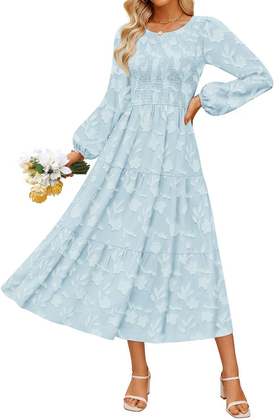 ZESICA Women's Fall Boho Floral Midi Dress for Every Occasion