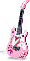 Kids Guitar for Girl Electric Pink Toy Guitar with Strap - Fun Musical