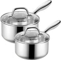 1Qt & 2Qt Stainless Steel Sauce Pan Set with Lid - Durable, Oven Safe