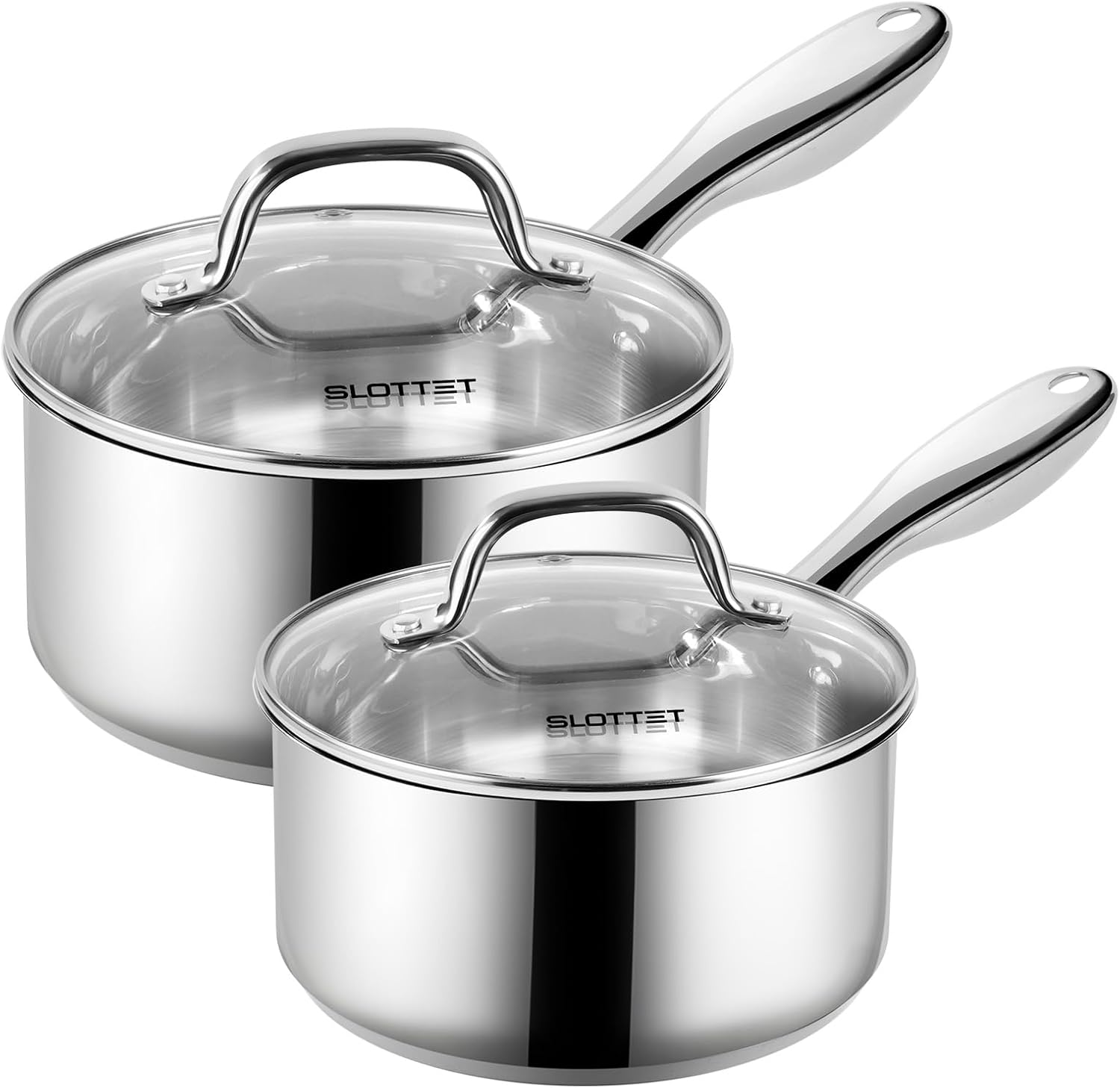 1Qt & 2Qt Stainless Steel Sauce Pan Set for Healthy Cooking