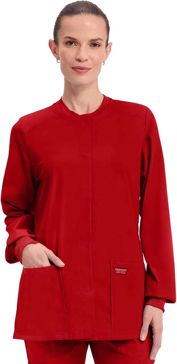Cherokee Scrub Jacket for Women with 3 Pockets and Stretch