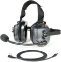 Carbon Fiber Style Behind-The-Head Two Way Radio Headset - Clear Audio