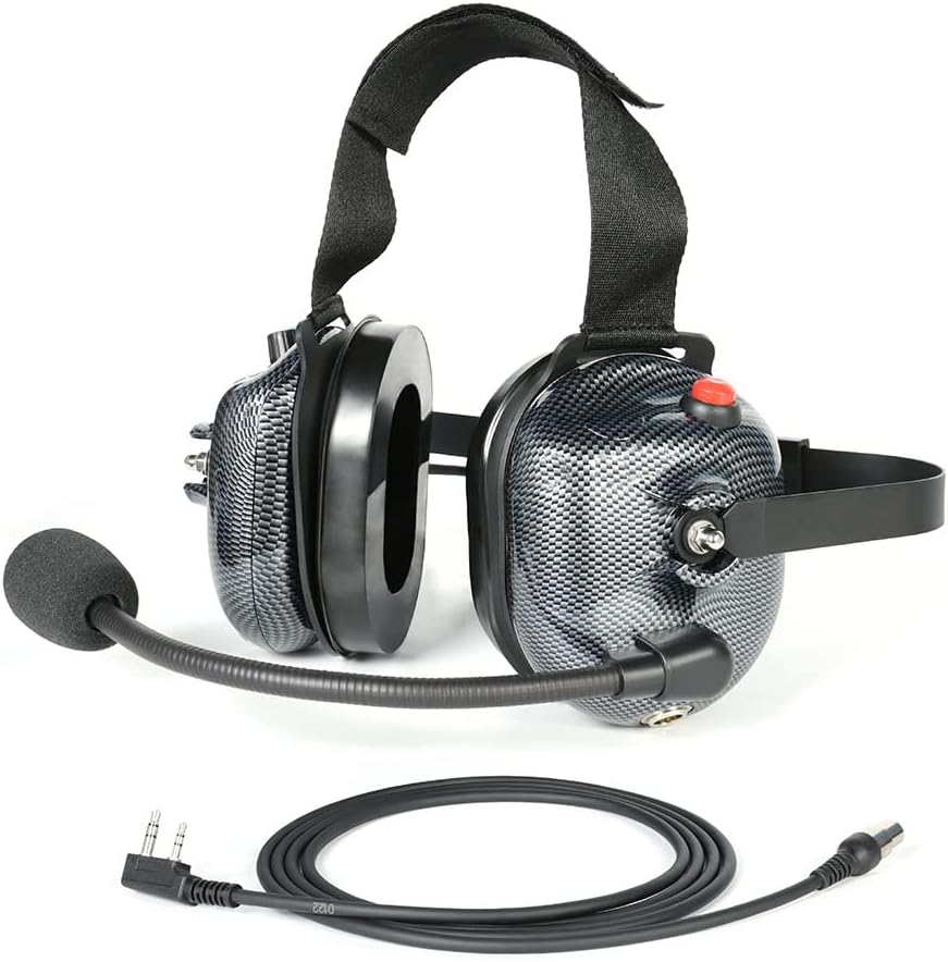 Carbon Fiber Style Two Way Radio Headset for Kenwood & BaoFeng