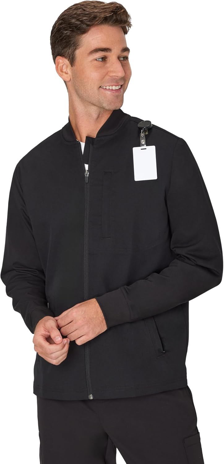 Hanes Mens Scrubs Healthcare Jacket for Comfort and Mobility