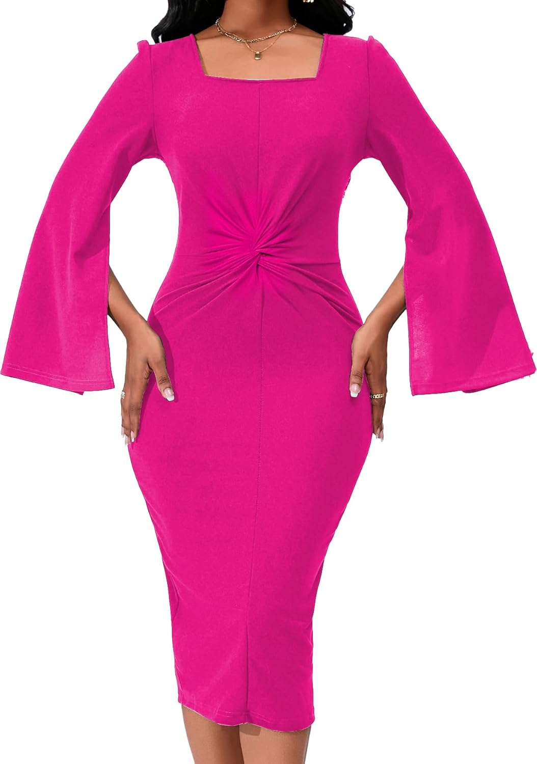 Elegant Dresses for Women with Long Ruffles Sleeve Design