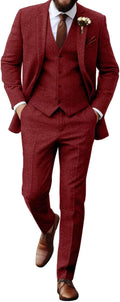 Retro Tweed Herringbone Suit for Men Slim Fit 3 Piece - Classic Look