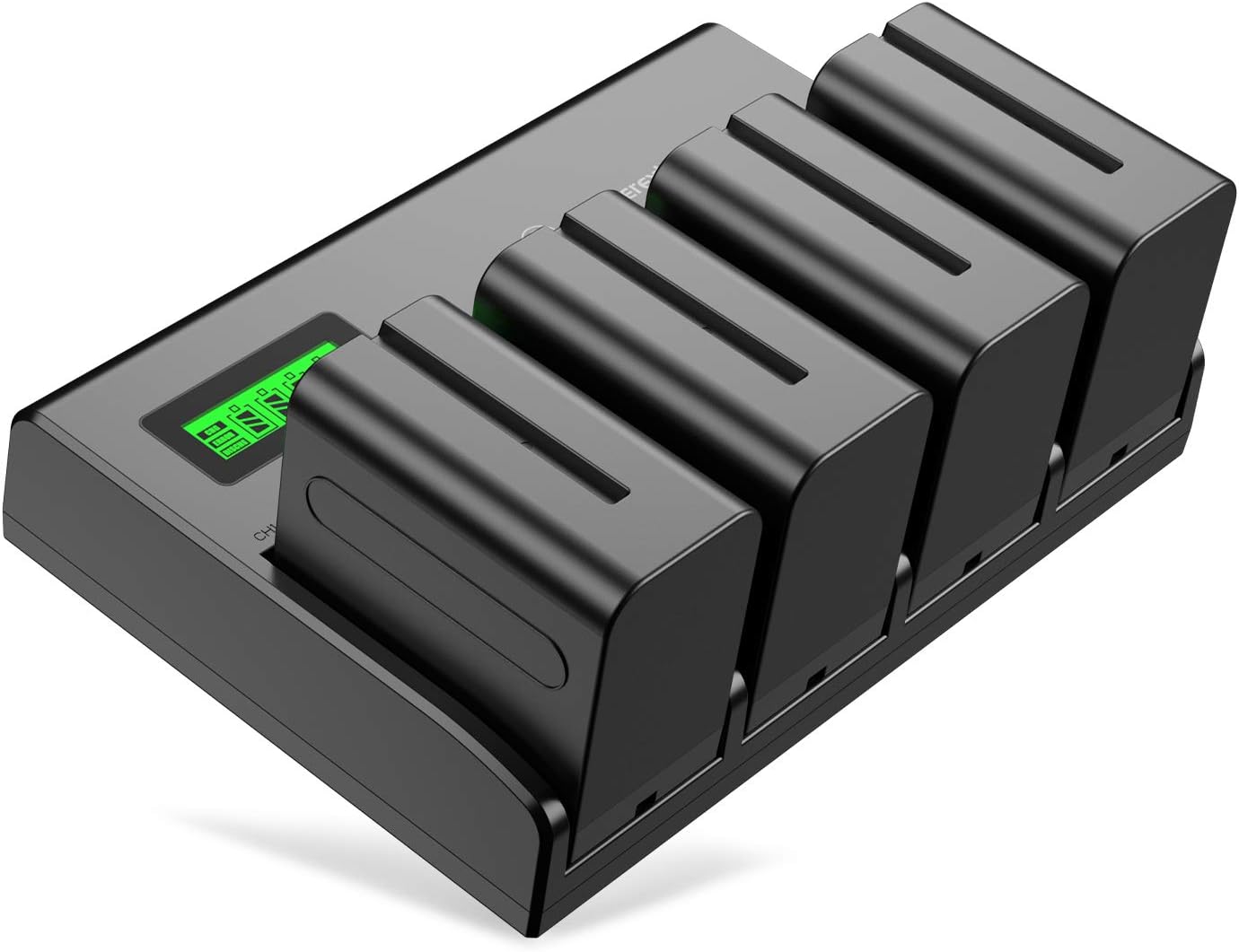 Powerextra 4 Pack Batteries and 4-Channel Charger for Sony NP-F