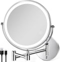 8.5 in Rechargeable Wall Mounted Lighted Makeup Mirror - Dimmable