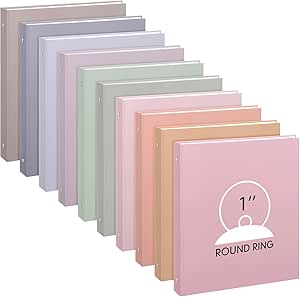 Ctosree 10 Pcs Colored 3 Ring Binder with Pockets for School