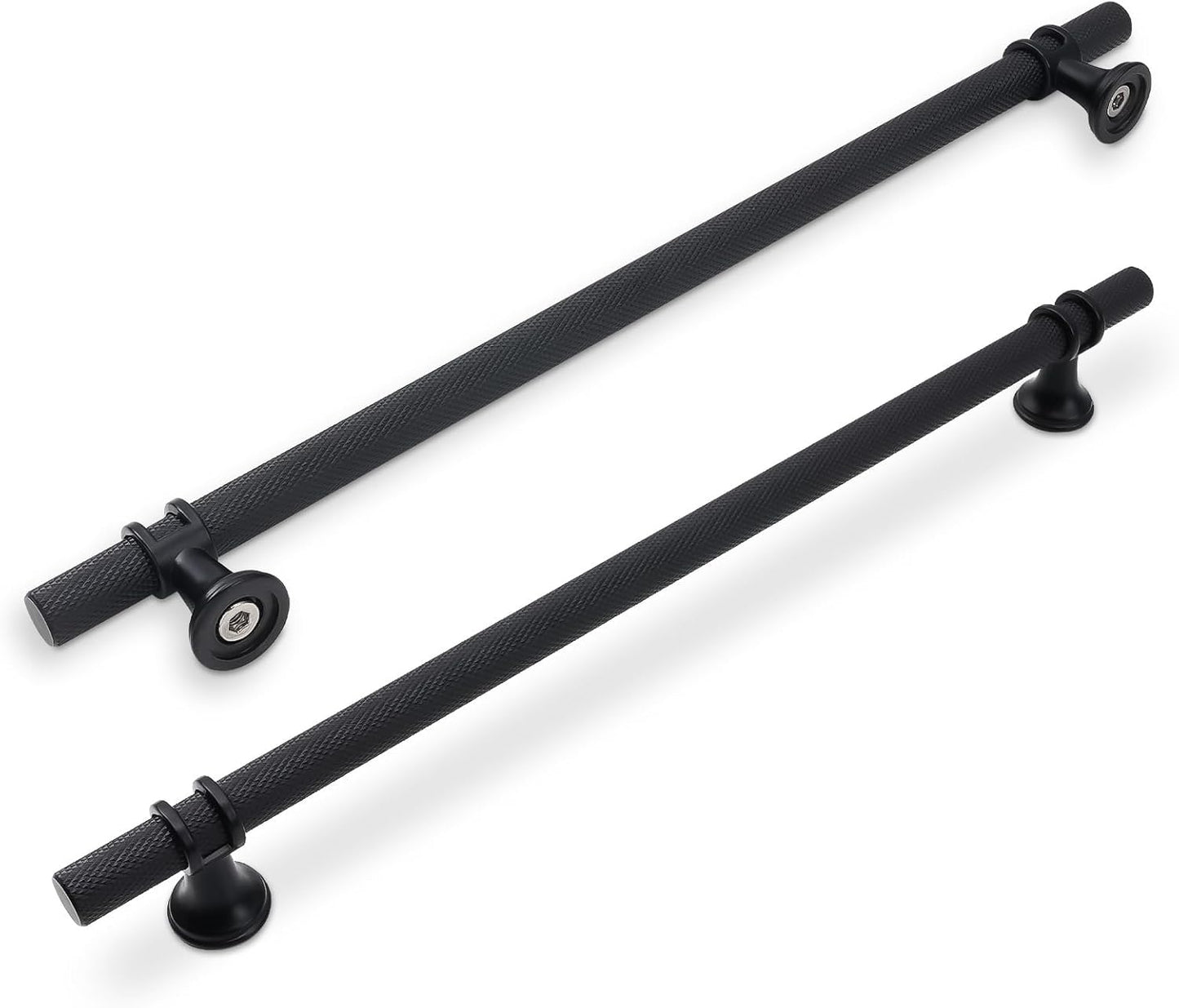 10 Inch Matte Black Cabinet Pulls - Stylish Knurled Handles Set