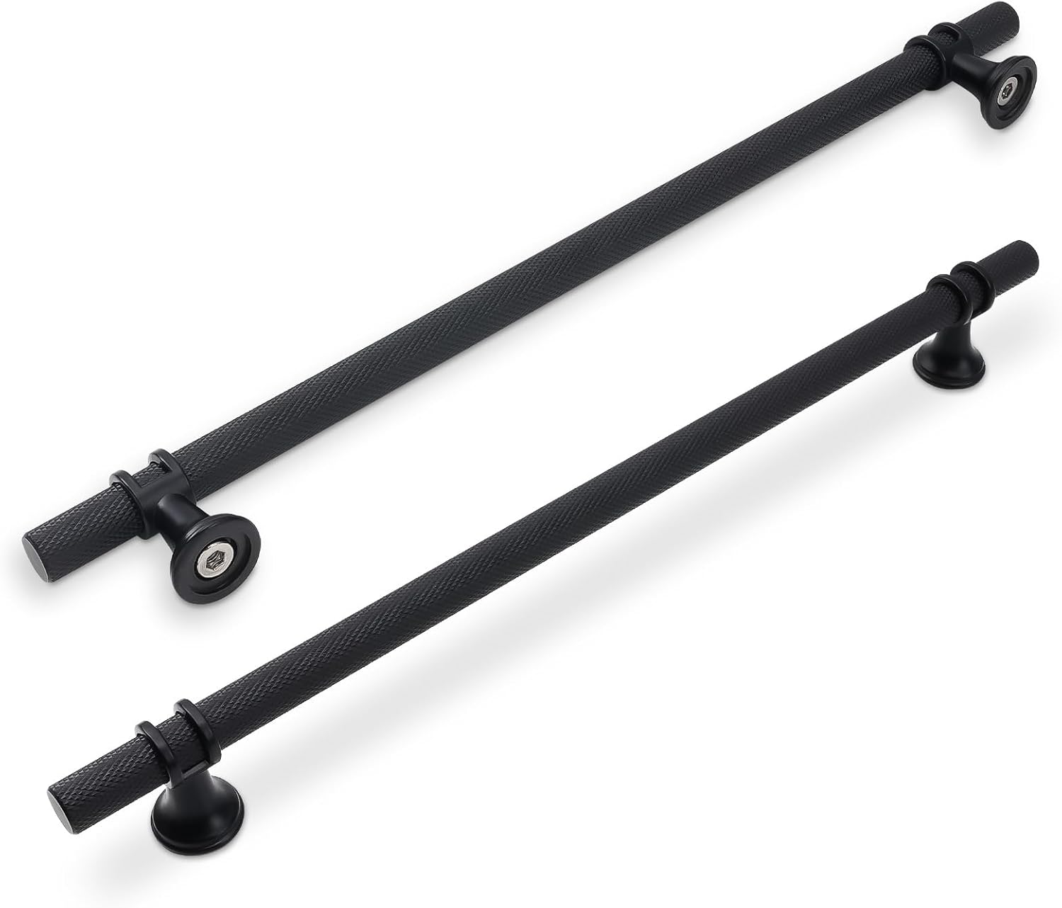 10 Inch Matte Black Cabinet Pulls - Stylish Knurled Handles Set