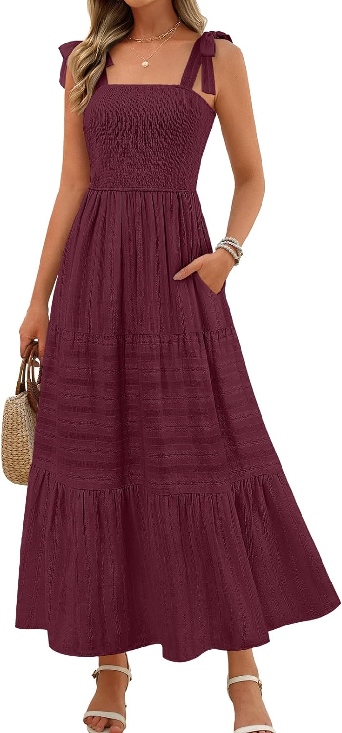 Boho Maxi Dress for Women - Summer Casual Sundress with Pockets