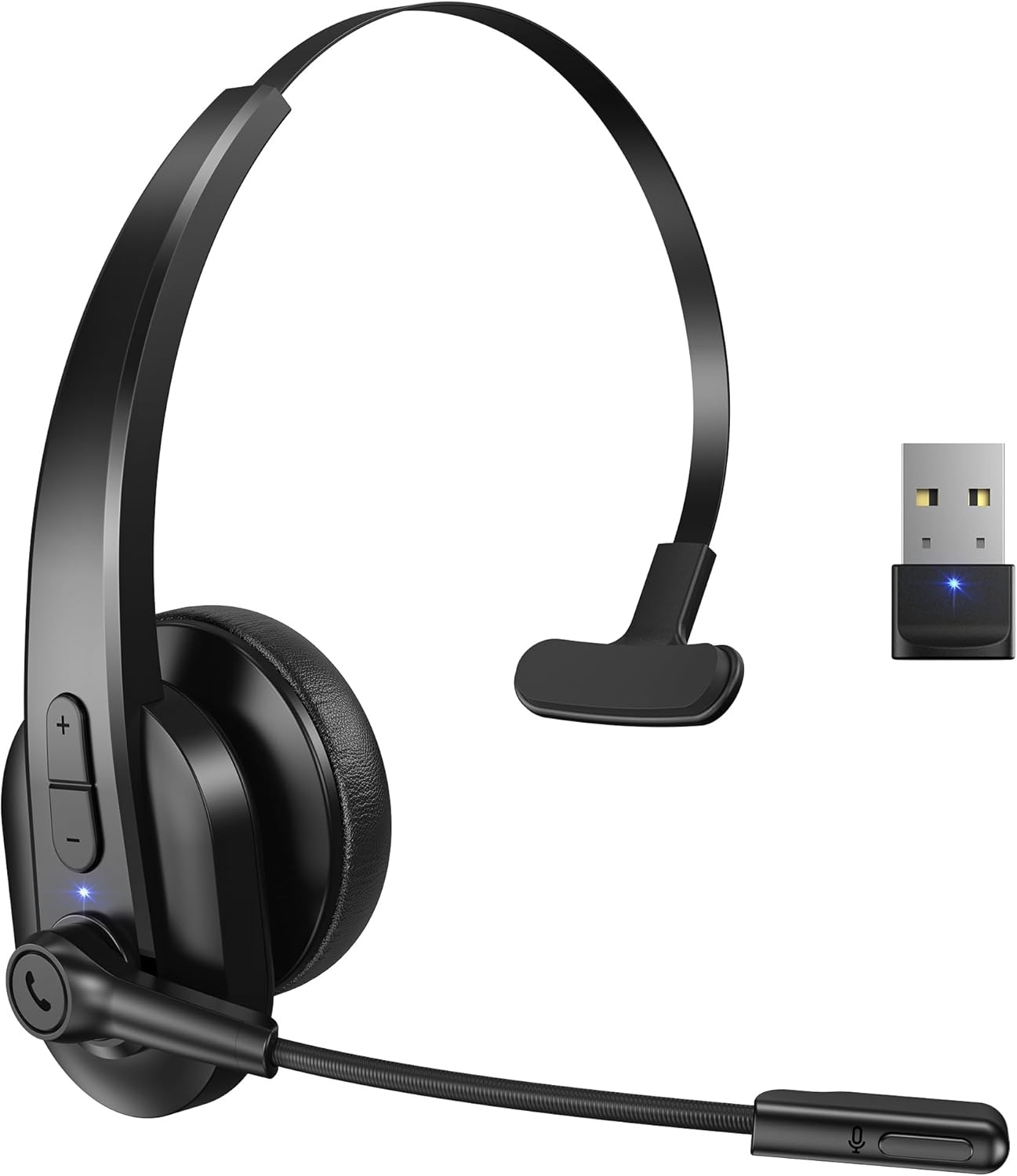 Bluetooth Headset with USB Dongle for Clear Calls and Comfort