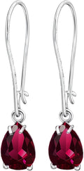 925 Sterling Silver Ruby Teardrop Earrings - Elegant July Birthstone
