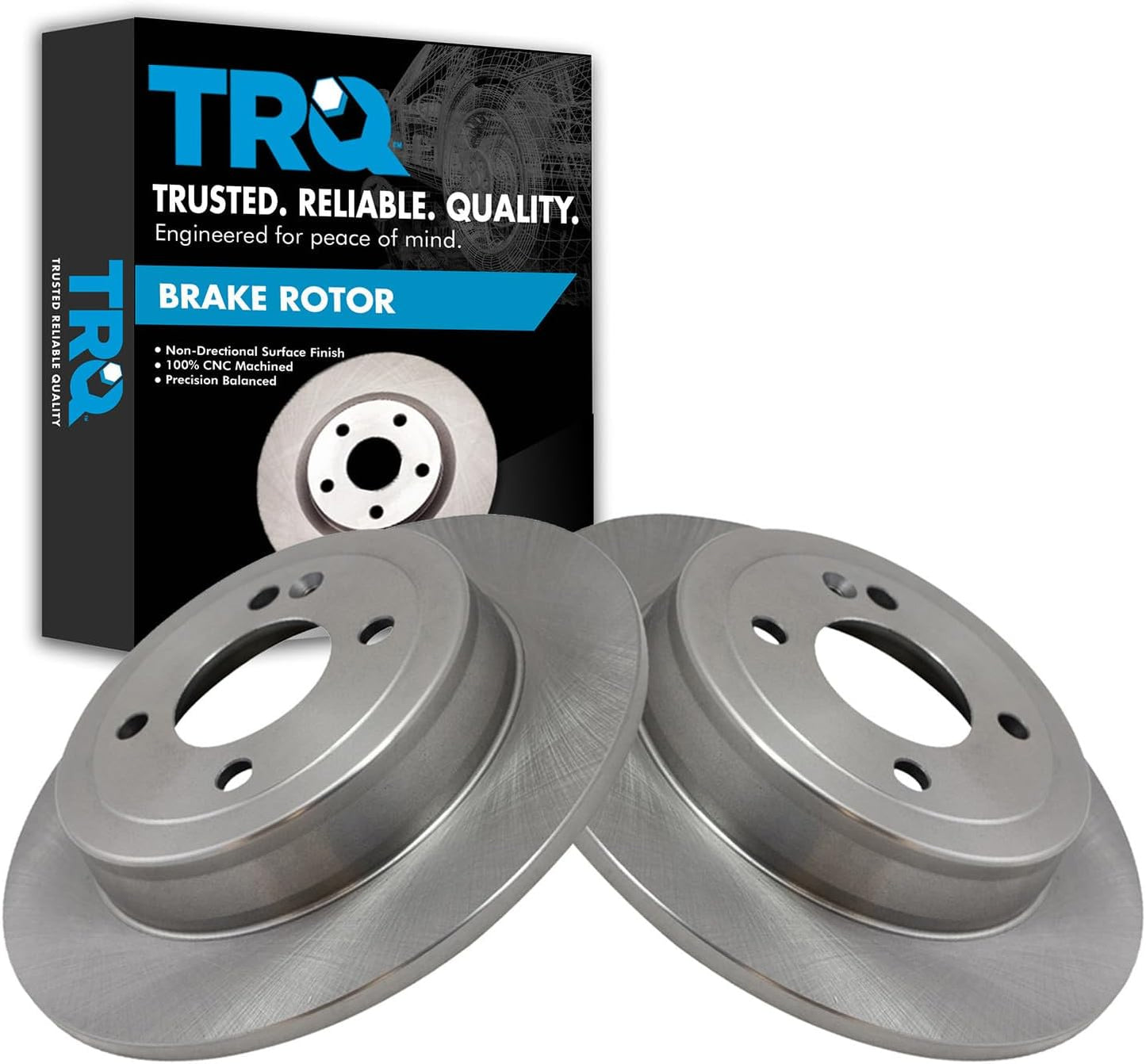 TRQ Rear Brake Rotors Set Solid for Hyundai Accent and Kia Rio