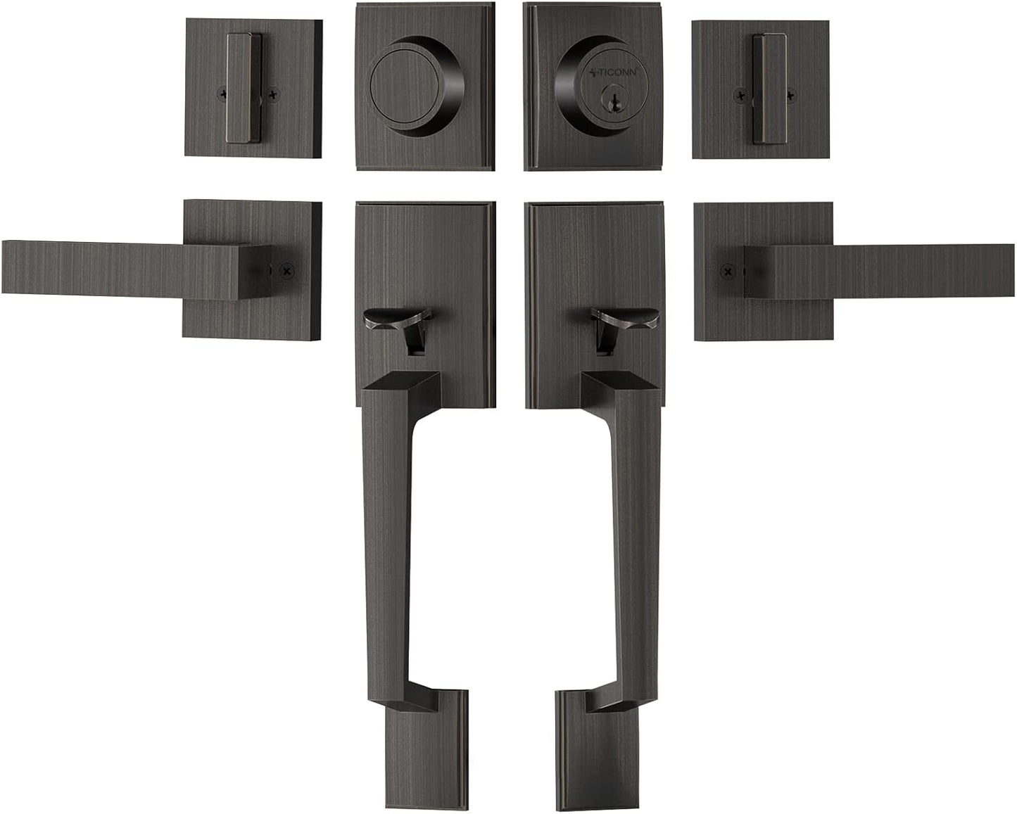 TICONN Double Front Door Handle Set for Stylish Security