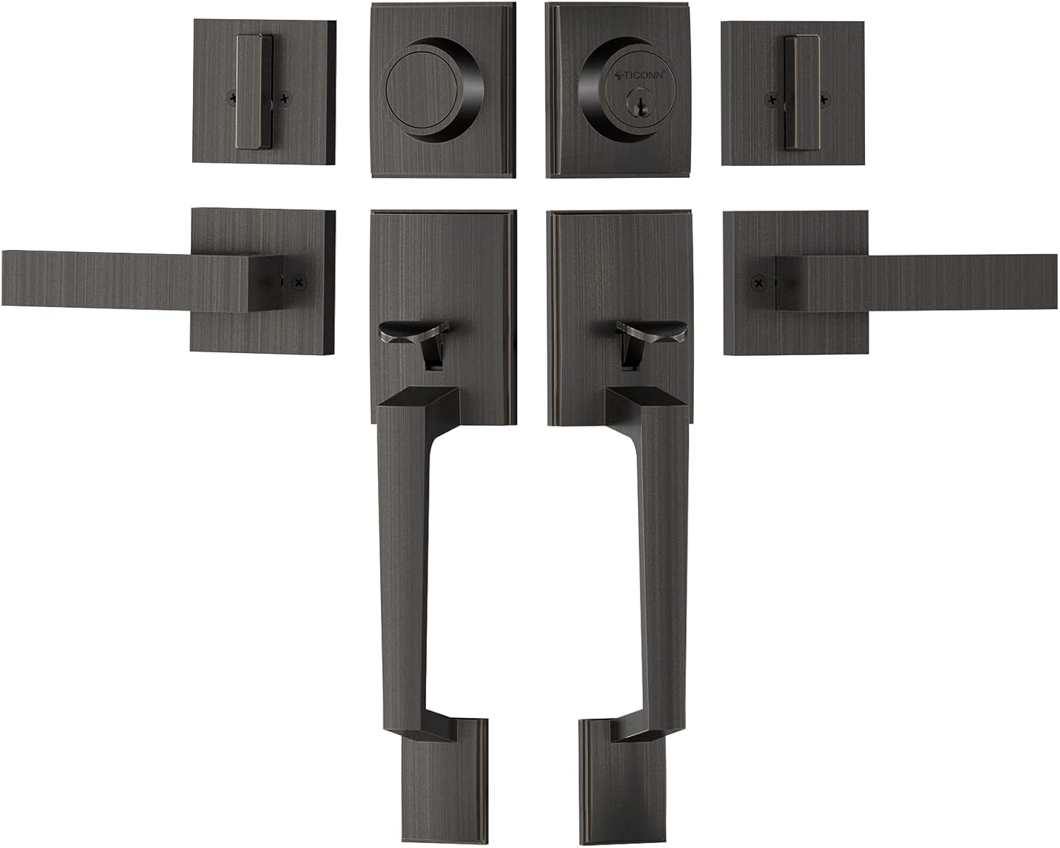 TICONN Double Front Door Handle Set for Stylish Security