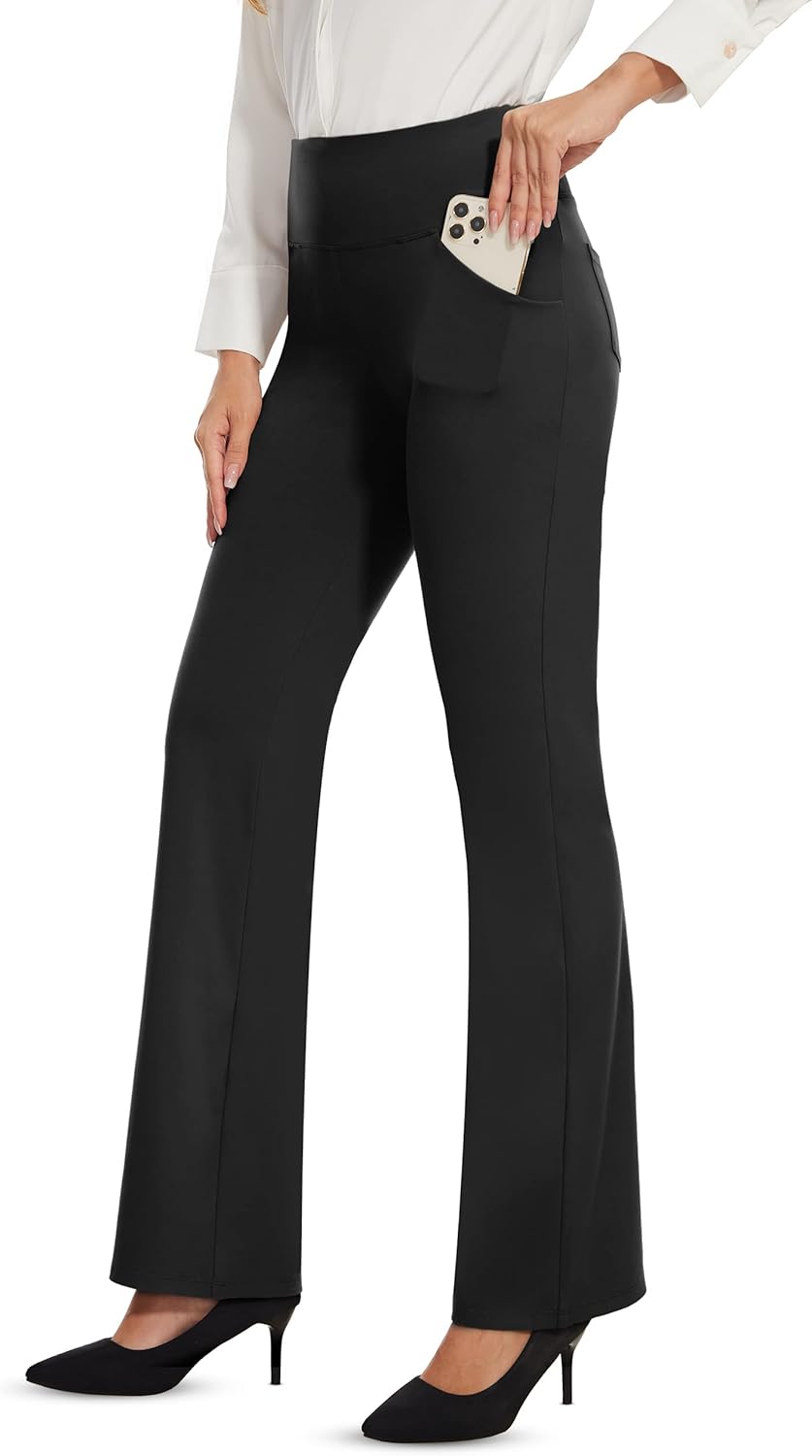 Desol Bootcut Yoga Pants: Tummy Control & Pocketed!