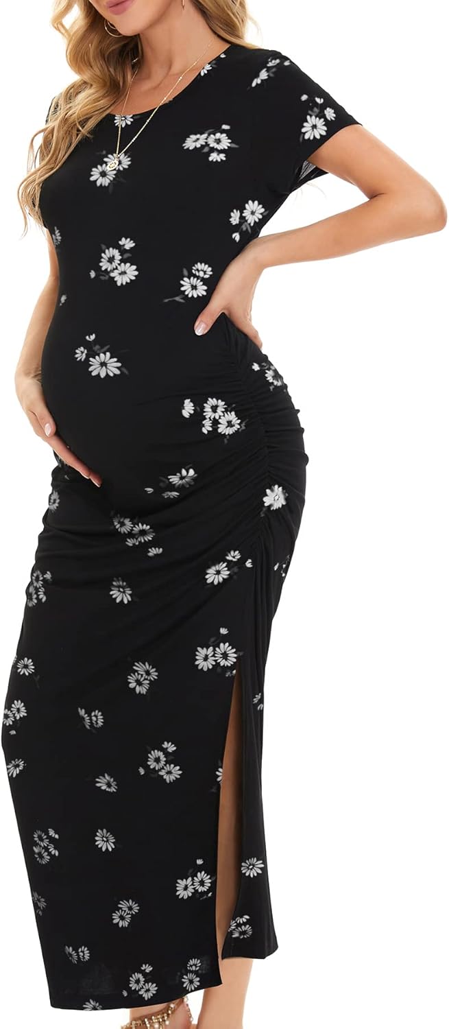 Smallshow Women's Split Long Maternity Dress for Every Occasion
