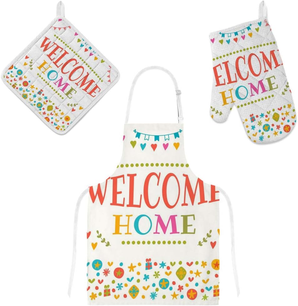 Kuizee Colorful Kitchen Apron Set - Welcome Home Vibe!