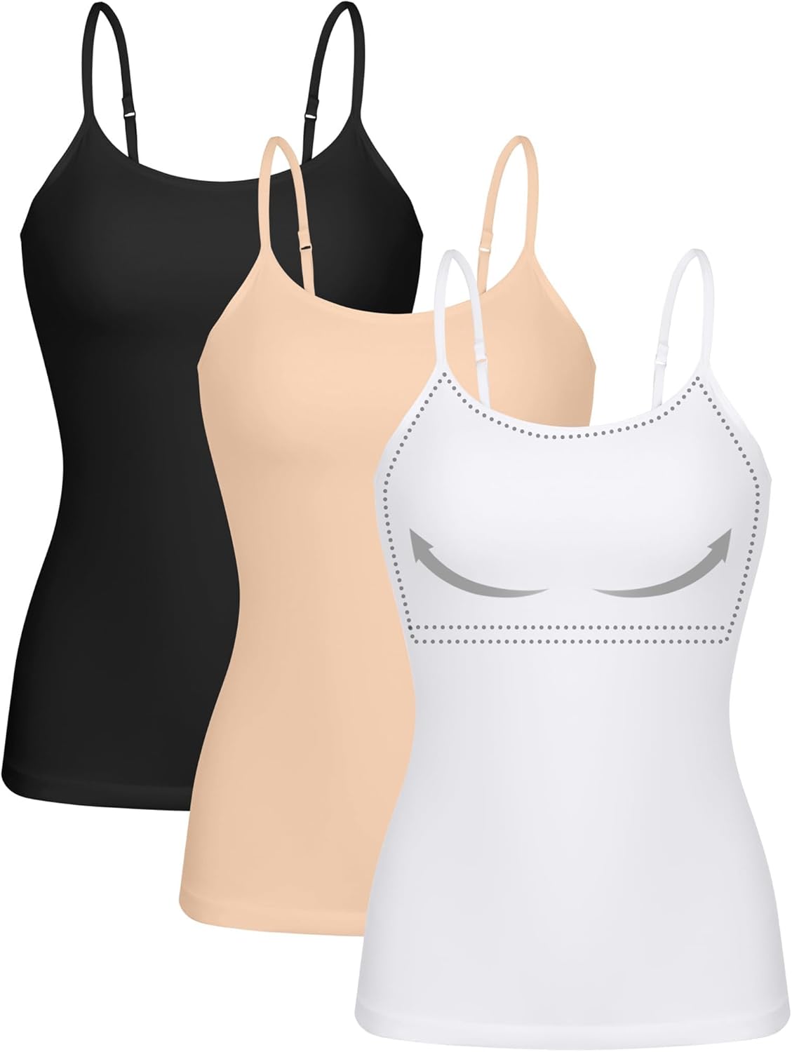 ATTRACO Women 3 Pack Cotton Camisoles with Shelf Bra for Comfort
