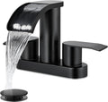 gotonovo 4 Inch Centerset Waterfall Bathroom Faucet - Matte Black