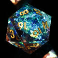 DND Dice Set Handmade 7Pcs Sharp Edge Dice Mix Blue & Brown - Durable