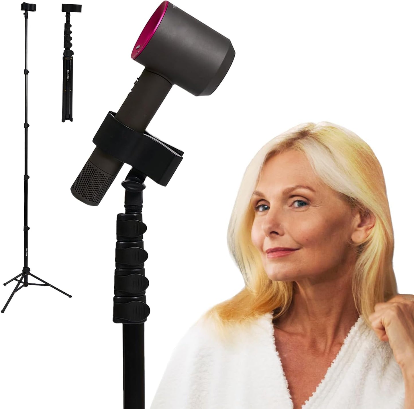 Hair Dryer Stand Adjustable 26-74 Inch for Comfort and Style