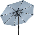 10ft Solar Polyester LED Lighted Patio Umbrella - Breeze Blue