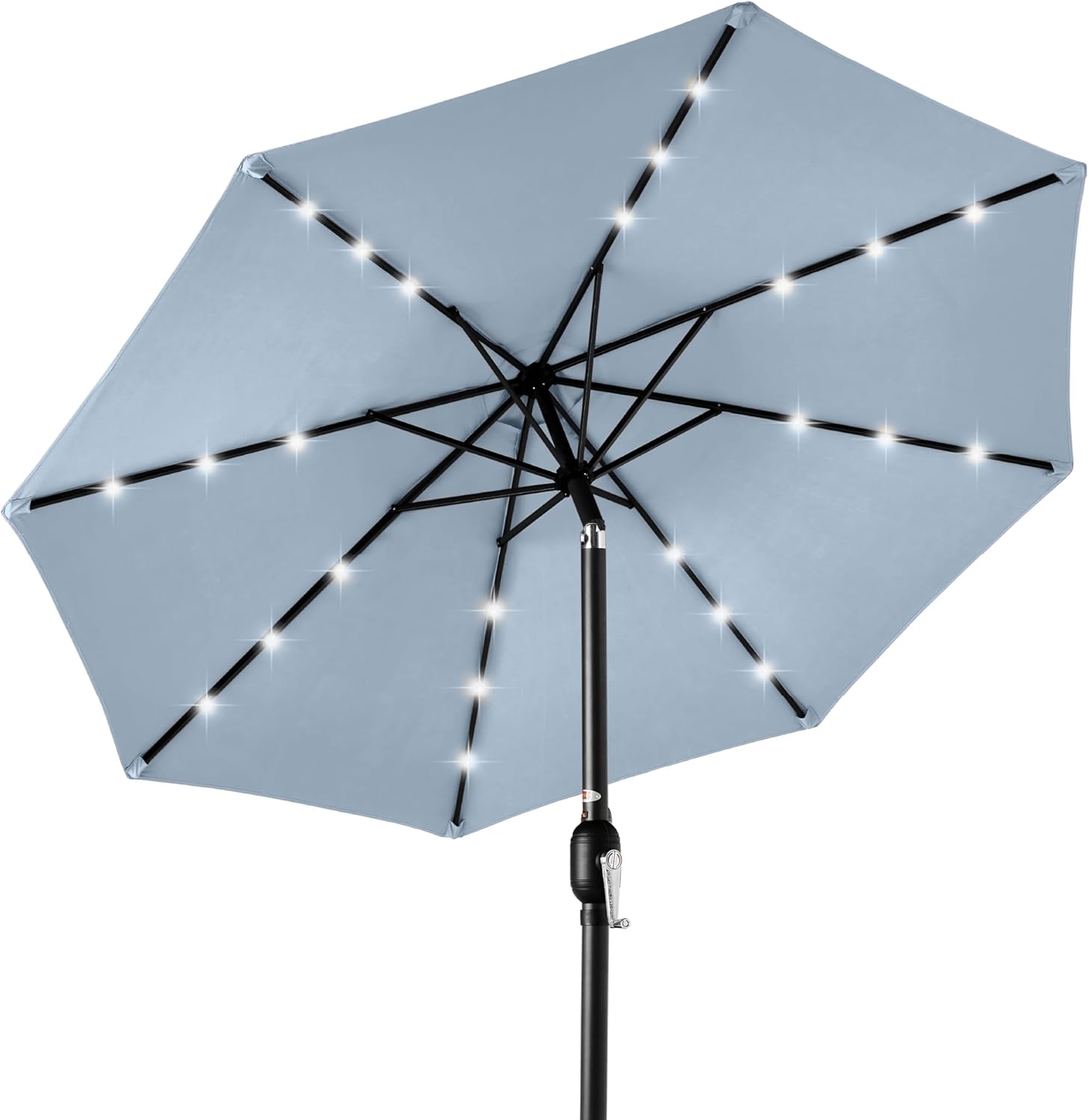 10ft Solar LED Lighted Patio Umbrella with Tilt Adjustment