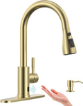 Touchless Kitchen Faucet Brushed Gold - Hands Free with Pull-Down