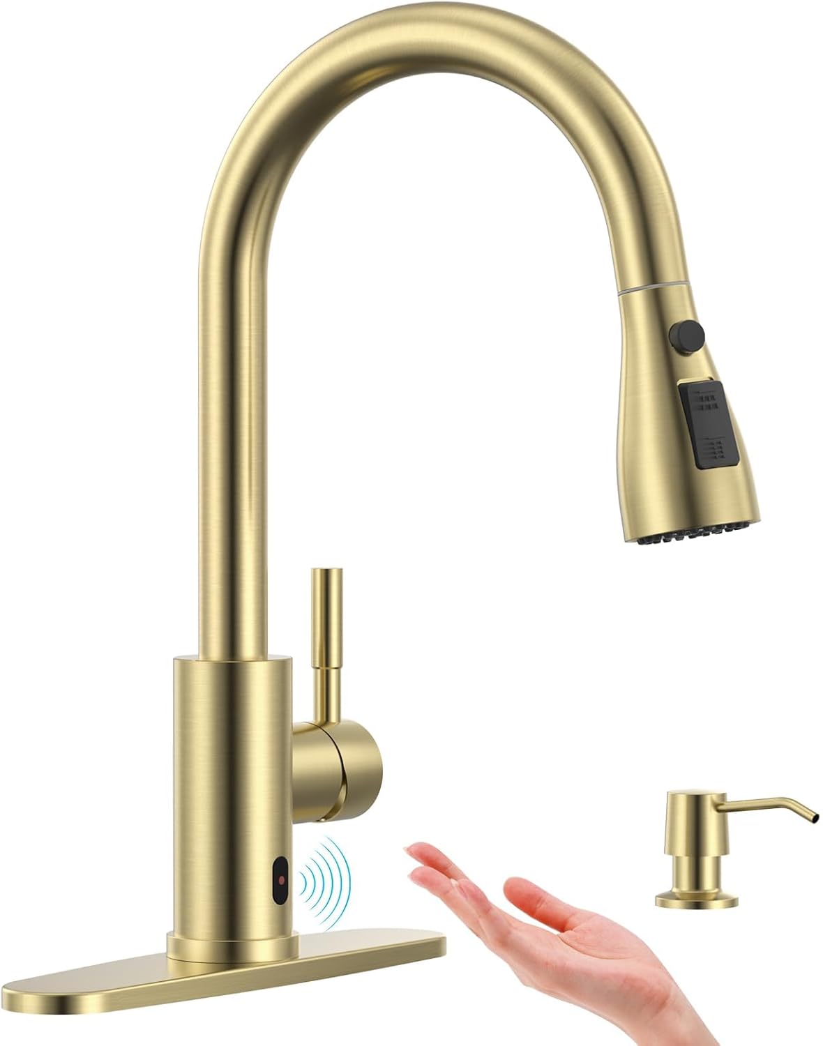 Touchless Kitchen Faucet with Pull-Down Sprayer and Soap Dispenser
