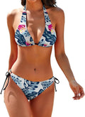 Women's Two Piece Textured Halter Bikini Set - Removable Padded Cups