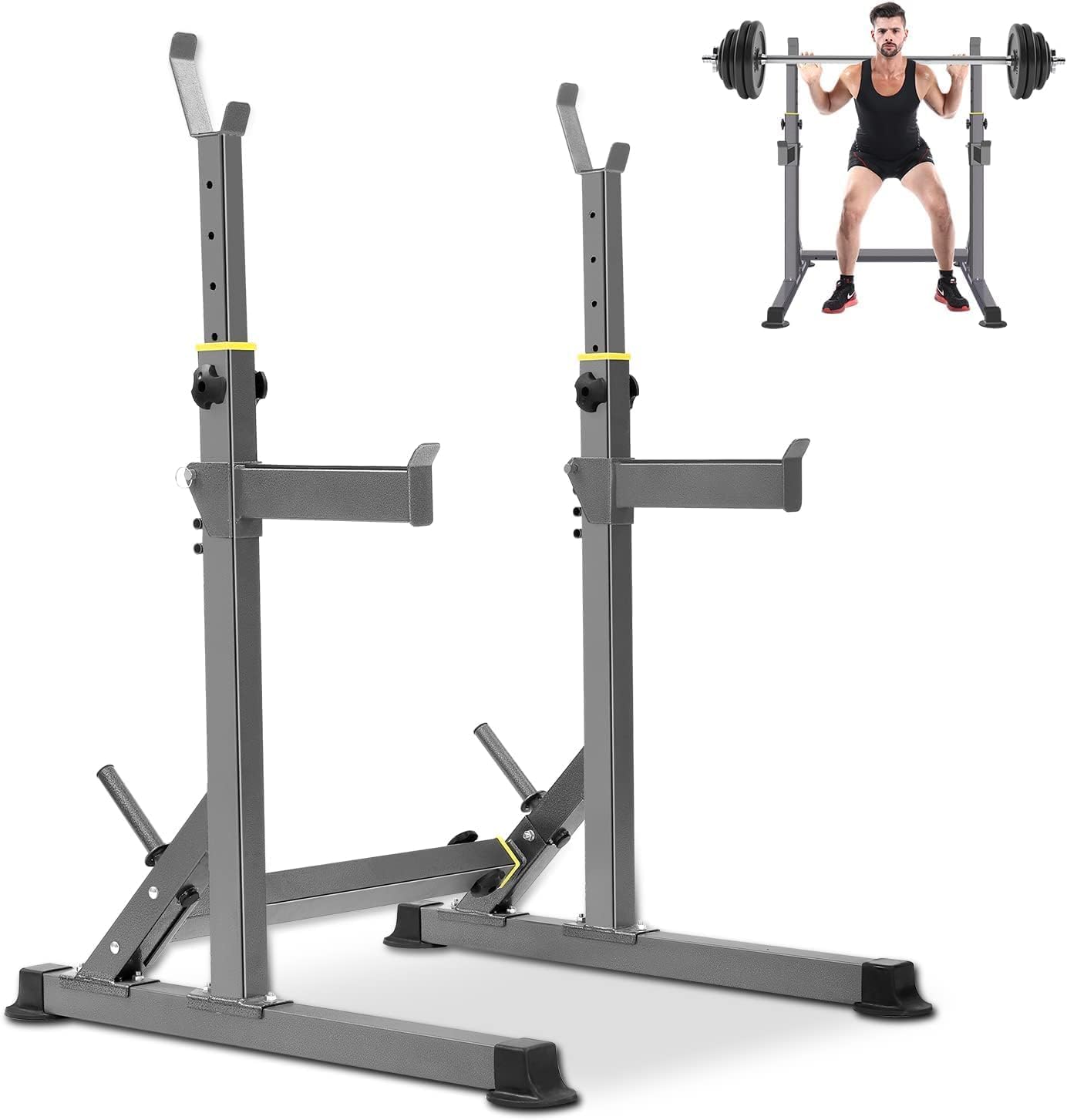 Adjustable Squat Rack for Weight Lifting and Home Gym Fitness