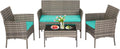 FDW 4-Piece Patio Furniture Set - Compact Outdoor Rattan Seating