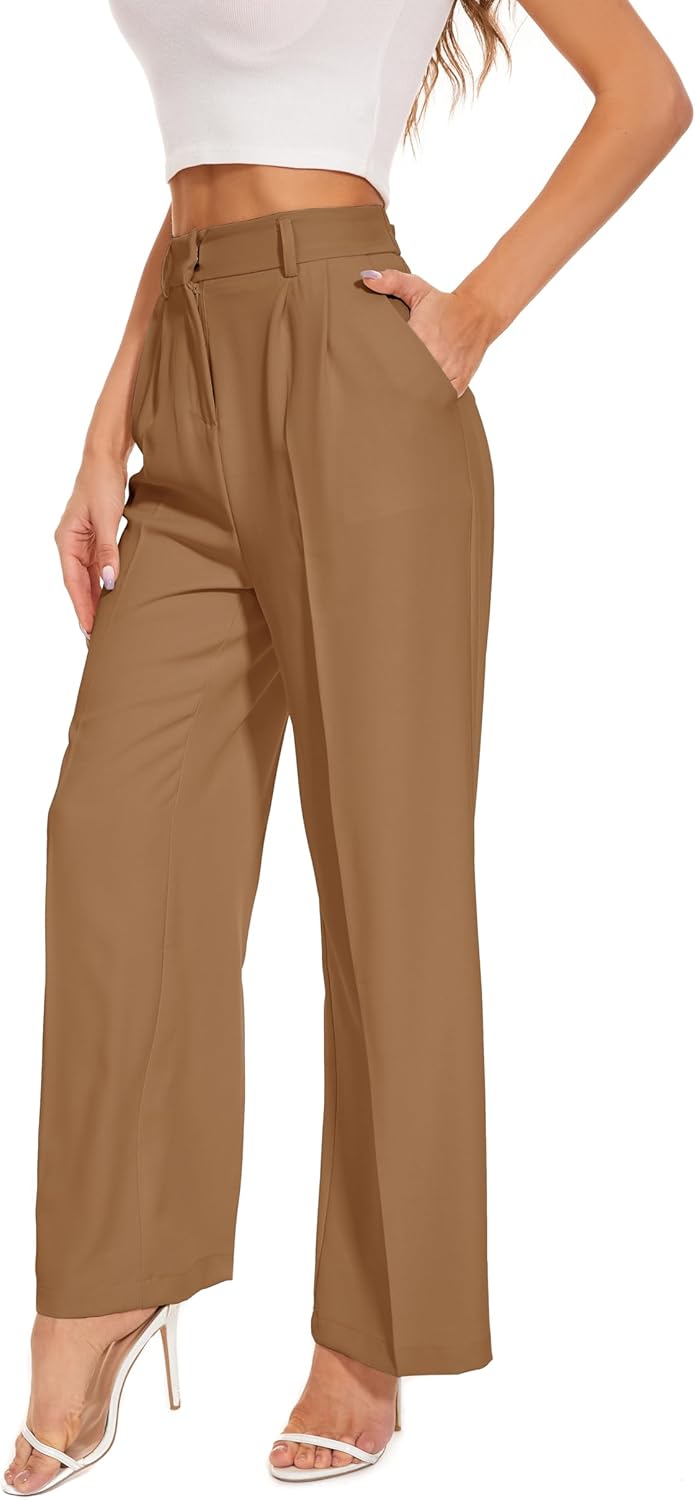 Wide Leg Pants for Women - High Elastic Waist Business Trousers