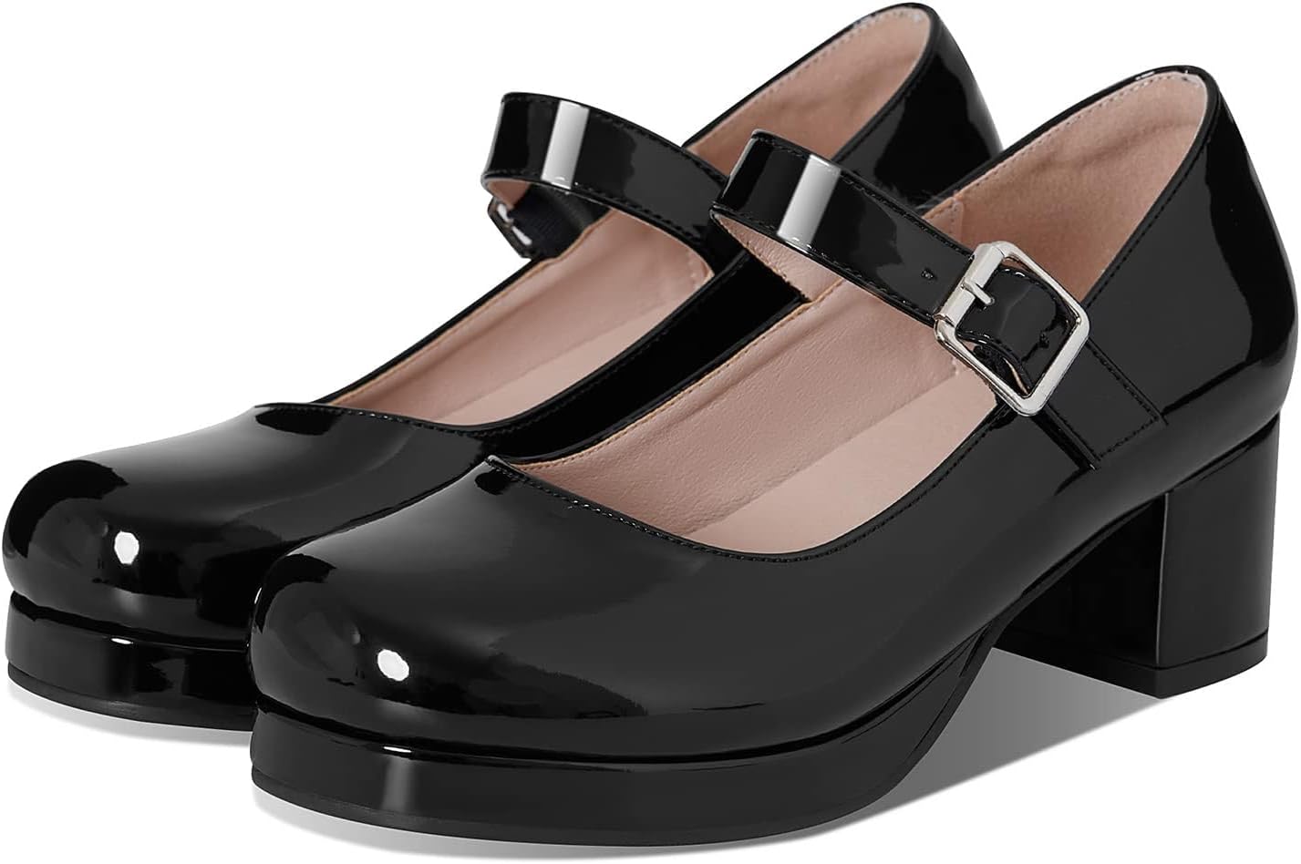 femflame Women's Low Chunky Heel Mary Jane Pumps for Style