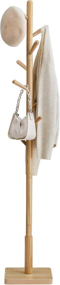 VASAGLE Solid Wood Coat Rack - Adjustable, Sturdy Hall Tree