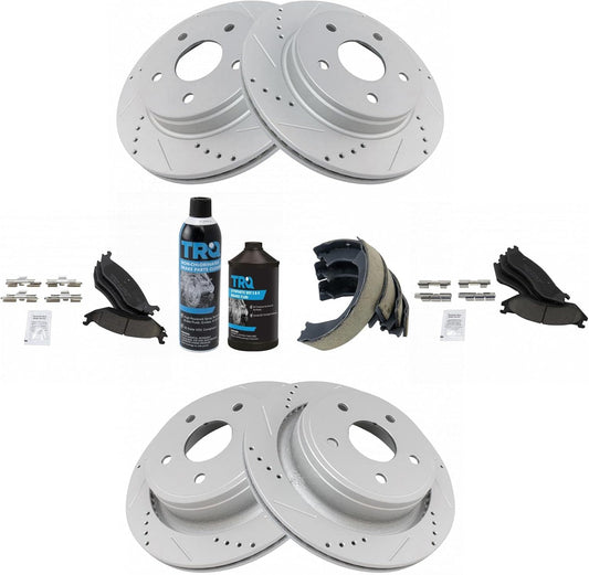 TRQ Front and Rear Ceramic Brake Pad Performance Rotor Kit