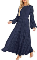 Elegant Floral Long Sleeve Maxi Dress with Pockets for Women