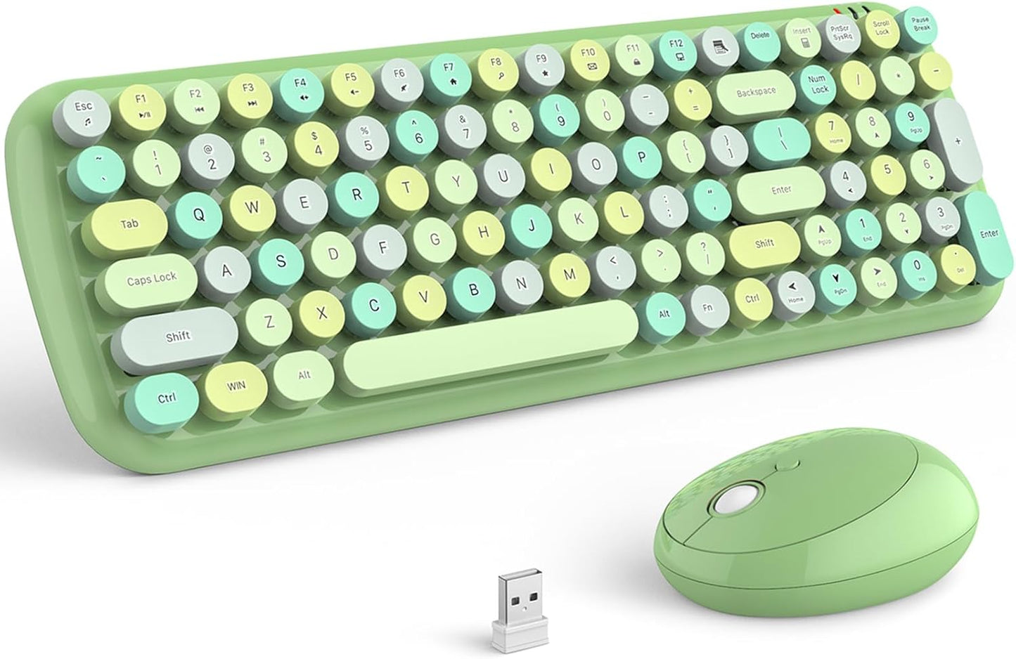 KNOWSQT Wireless Keyboard and Mouse Combo for Colorful Desks