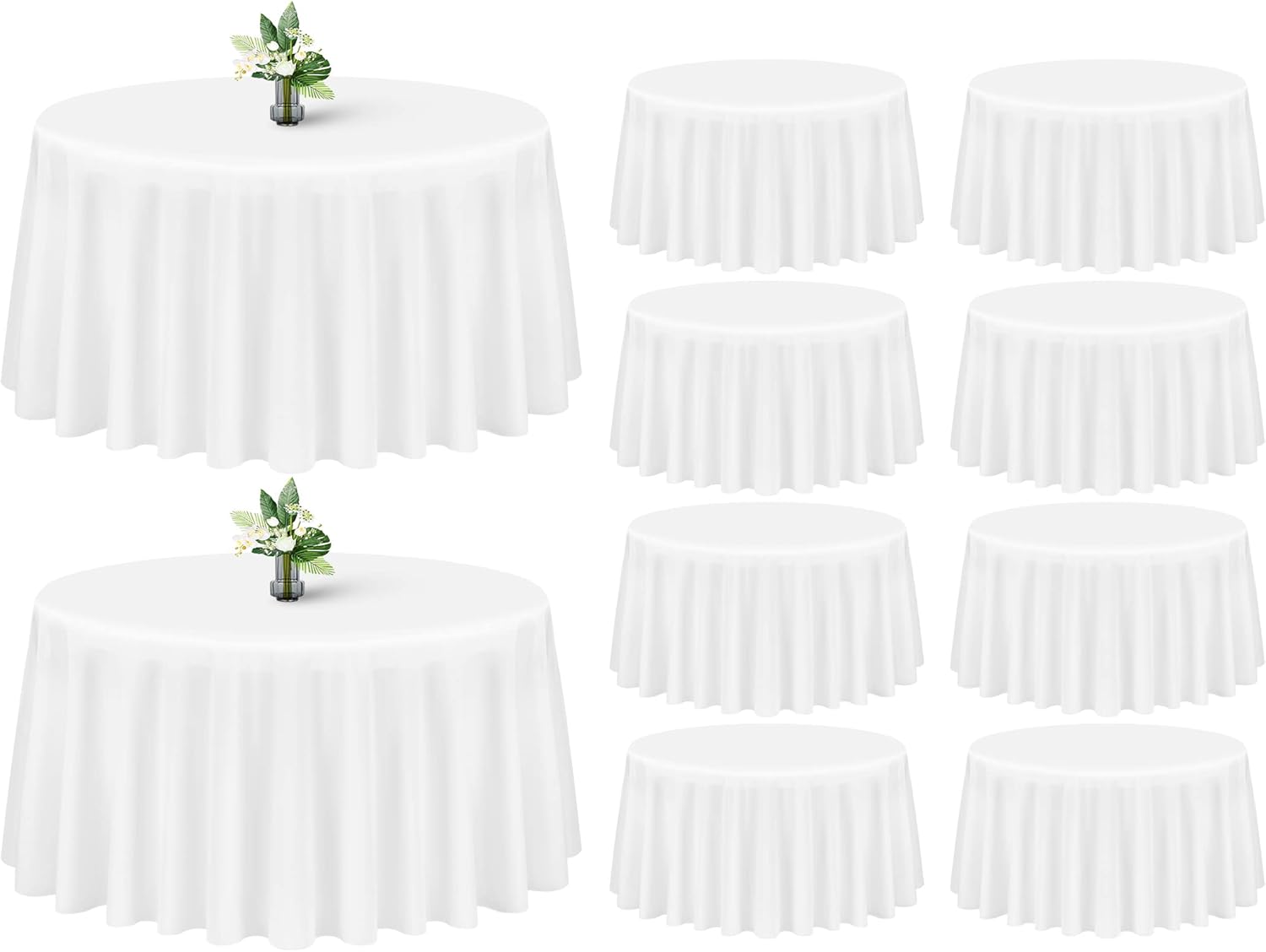 Showgeous 10 Pack White Round Tablecloths for Elegant Events