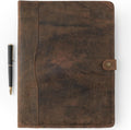 Leather Portfolio Padfolio for Men and Women - Classic Brown