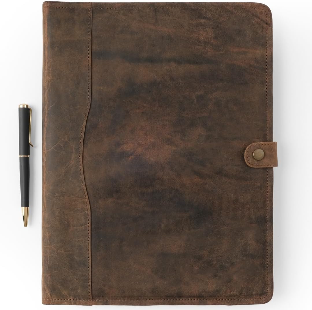 Leather Portfolio Binder with Premium Pen for Professionals