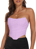 Women's Vintage Strapless Mesh Boned Bustier Crop Top - Backless Fit