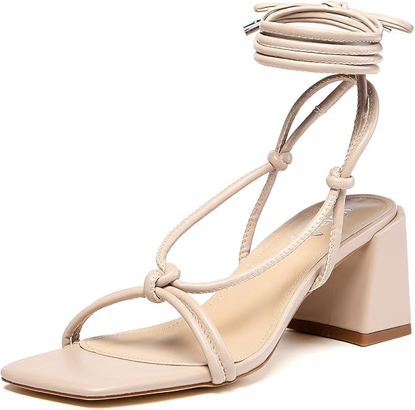 Vivianly Women's Lace Up Chunky Heel Sandals for Stylish Comfort