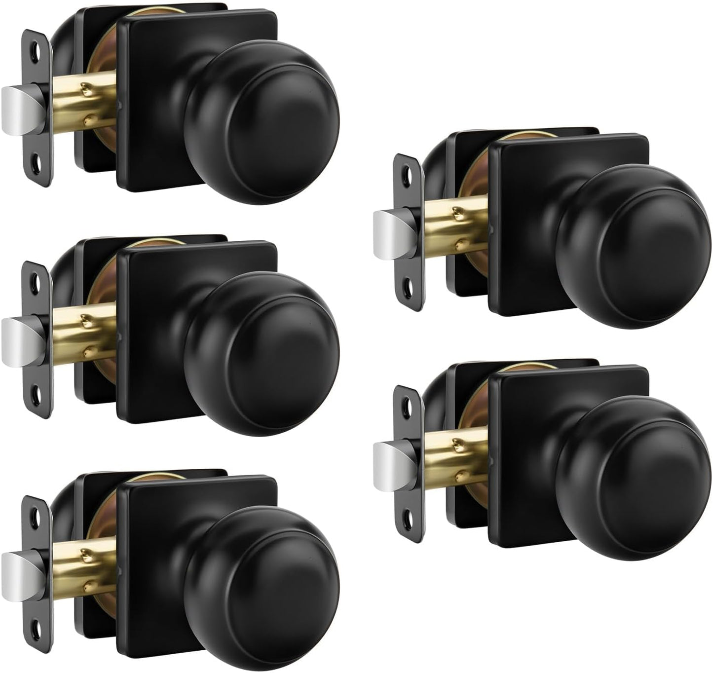 Haidms Matte Black Closet Door Knobs for Interior Use 5 Pack