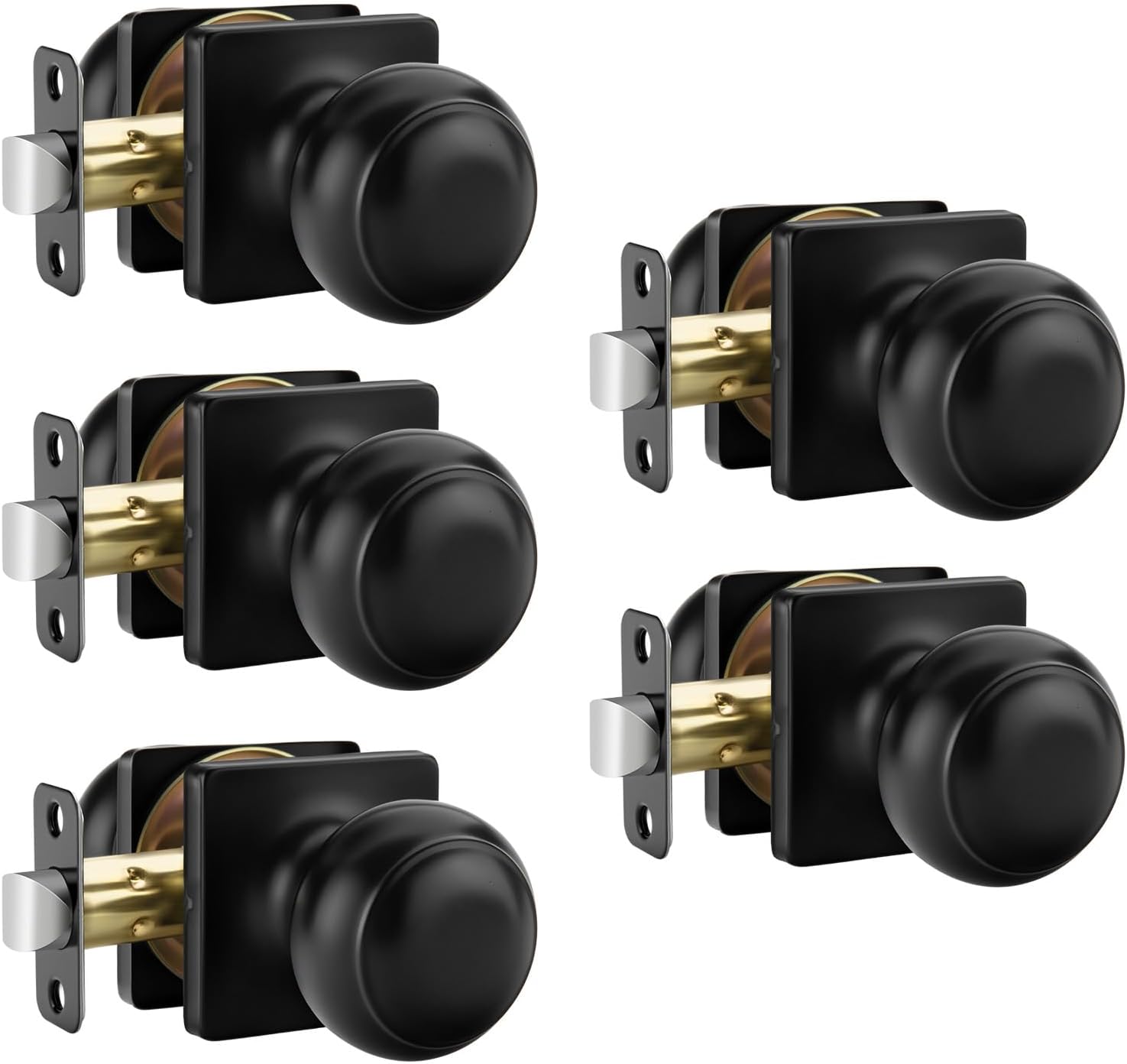 Haidms Matte Black Closet Door Knobs for Interior Use 5 Pack