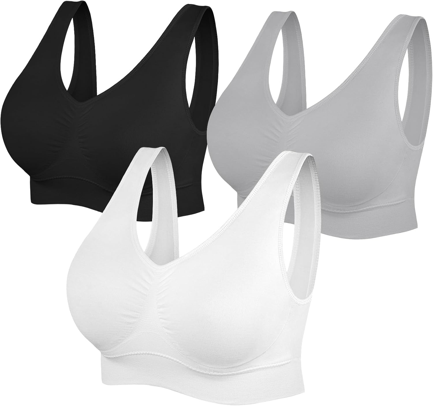 Womens Sports Bras 3 Pack for Yoga Comfort and Support