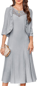 GRACE KARIN Lace Sequin Midi Dress with Jacket - Flattering Occasion
